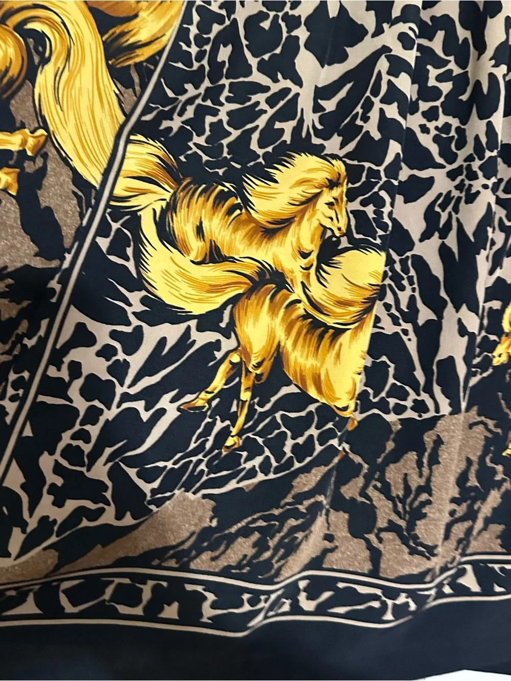 Vintage Horse Print Leopard Novelty Midi Skirt Elastic Waist XL 1X